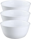 Corelle Livingware Set of 3 Winter Frost White 28 oz Vitrelle Glass Soup & Cereal Bowls – Chip-Resistant, Microwave & Dishwasher Safe Everyday Bowls | Chip-Resistant, Microwave & Dishwasher Safe Everyday Bowls