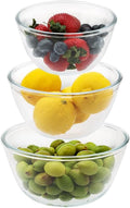 Cuiselect Small 3pc Glass Mixing Bowls Sets (1.64QT, 1.16QT, 0.85QT), Nesting Mixing Bowls for Cooking Prep, Baking, Storage, Salad Bowls Sets-Dishwasher Microwave Freezer Safe