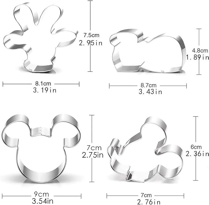 Cookie Cutters for Kids - Sandwich Cartoon of Mickey Mouse Cookie Cutter Shaped Biscuit Mould for DIY Cake Craft Bakeware Decoration Stainless Steel Cutter Set 5 pcs