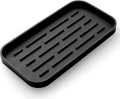 MicoYang Silicone Kitchen Sink Organizer Tray for Multiple Usage,Eco-Friendly Sponges Holder for Kitchen Bathroom Counter or Sink,Dish Soap Dispenser,Scrubber,Bottle,Cup (Black, 10"×5.3")