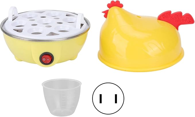 Rapid Egg Cooker, 7 Egg Capacity 350W Electric Egg Cooker Chicken Shaped Hard Boiled Egg Maker with Auto Shut Off, Measuring Cup for Hard Boiled Eggs Poached Eggs Scrambled Eggs or Omelets(US)
