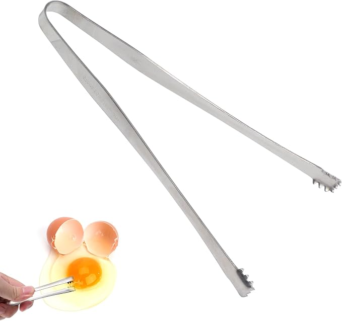 Egg Chalaza Removal Tongs, Toothed Design Eggshell Fragment Membrane Remover Tong Stainless Steel Multipurpose Egg Chalazae Tool Essential Kitchen Tool for Cooking Food Cake Bakers Pastry Chefs