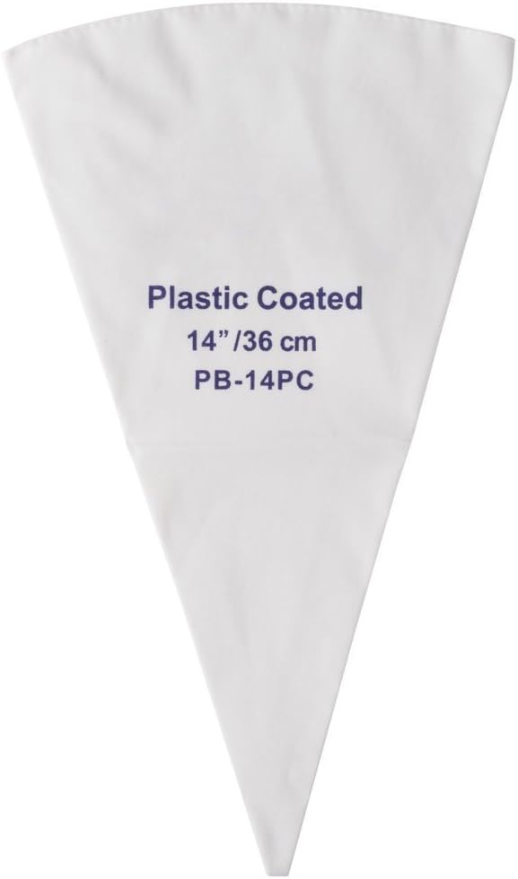 Winco Pastry Bag Cotton with Plastic Coating, 14-Inch, Medium, White | Great for Icing, Frosting, Pastries and Cake Decorating