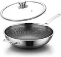 Toutrop Wok,13 Inch Hybrid Woks & Stir-Fry Pans Nonstick, Large Stainless Steel Wok with Lid,Induction Non Stick Woks,PFOA Free Cookware,Dishwasher And Oven Safe
