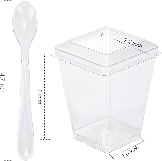 EASERCY 5 oz Plastic Dessert Cups with Lids and Spoons 150 Pcs Serves 50, Yogurt Parfait Appetizer Cup for Party, Dessert Shooter Cups for Pudding Jello and Fruit