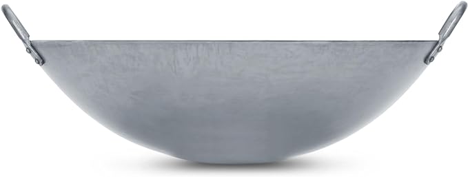 Craft Wok Big 16 Inch Heavy Canton Style Hand Hammered Carbon Steel Wok (Round Bottom) / 731W87