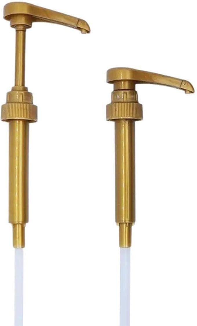 Syrup Pump Compatible with Torani, DaVinci and Skinny (Set of 2) - fits bottles (25.4 oz-750ml) (Gold) | Leak-free, 1/4oz precision pump with locking nozzle. Great for coffee bar accessories, dirty soda stations & dessert sauces
