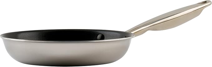WINCO Tri-Ply Frying Pan, Silver | Large flat bottom for even heat distribution, Induction compatible, Steel, Great for Sauteing, Frying and Restaurant Kitchens