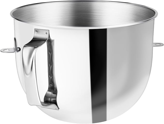 7QT Stainless Steel Mixer Bowl for KitchenAid Bowl Lift Mixer | 304 Stainless Steel, Food Grade, Dishwasher Safe, Handle Design, Large Capacity Mixing Bowl for Baking & Cooking