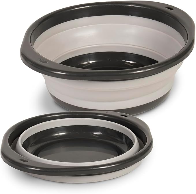 Glad Large Mixing Bowl Collapsible - 5.5L | Foldable Plastic & Rubber Container with Handles for Baking | Dishwasher Safe Kitchen Supplies and RV Essentials