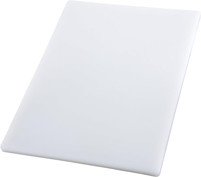Winco 12" x 18" White Heavy-Duty Plastic Cutting Board | Dishwasher safe, Stain resistant, Minimizes dulling, Great for Charcuterie, Cheese, Appetizers and Buffet Displays