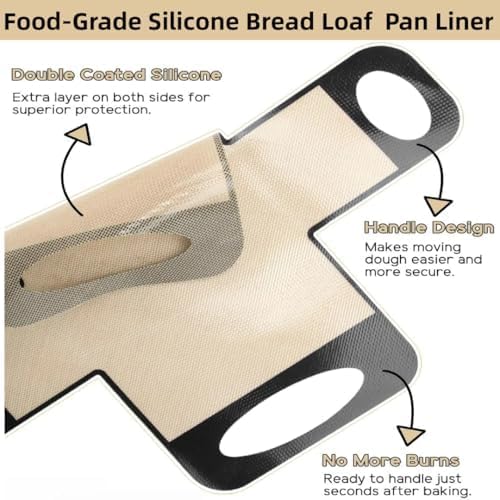 2Pcs Reusable Silicone Bread Loaf Pan Liner - Premium Silicone Bread Sling for Dutch Oven, Perfect for Sourdough Baking Mat & Loaf Pans for Baking Bread 9x5 (4)