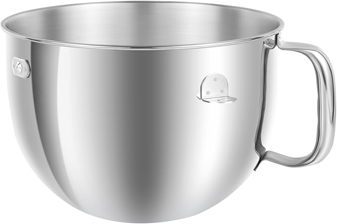 6QT Mixer Bowl for KitchenAid 6QT Bowl Lift Stand Mixers | Food Grade 304 Stainless Steel, Ergonomic Handle, Fit for KitchenAid Professional 600 & Epicurean 6QT Bowl Lift Stand Mixers