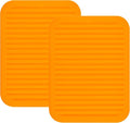 Orange Silicone Trivets Mats for Hot Dishes and Hot Pots, Hot Pads for Countertops, Tables, Pot Holders, Spoon Rest Small Drying Mats Set 2