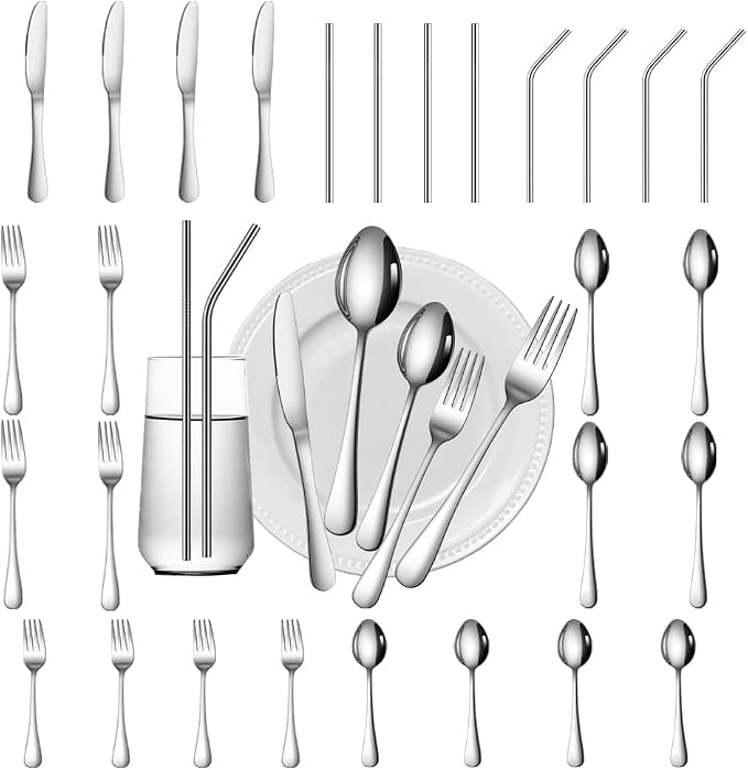 28 Pieces Silverware Service for 4 Flatware Set Stainless Steel Utensils Cutlery Set Dishwasher Safe