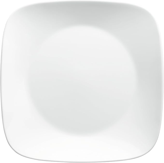 Corelle Vitrelle 6-Piece Salad Plates Set, Triple Layer Glass and Chip Resistant, Lightweight Square 9-Inch Plates, White