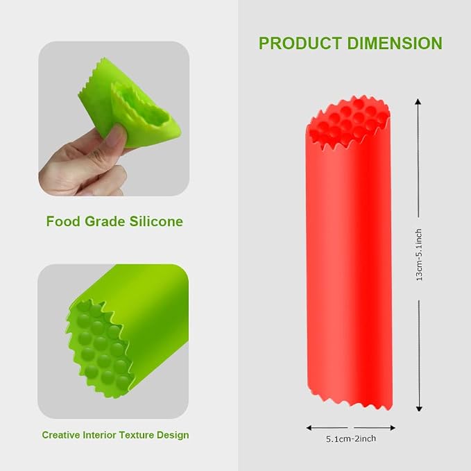 Garlic Peeler Silicone Garlic Skin Remover Roller Garlic Tube Rollers Skin Remover, Garlic Roller Peeling Tube Tool for Useful Kitchen Tools (Red)