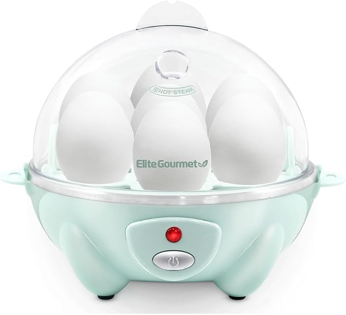 Elite Gourmet Easy Electric 7-Egg Cooker, Poacher/Omelet Maker, BPA-Free | Cooks soft, medium, or hard-boiled eggs - also scrambles eggs - auto shut-off with buzzer alert