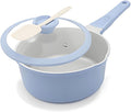 AIKENBBKK Small Sauce Pan with Lid, 1.5 Qt Ceramic Saucepan with Lid, Non Stick Sauce Pan, Milk Pot & Sauce Pot & Saucepan with Pour Spout, Detachable Handle Milk Pan, Induction Compatible, Oven Safe