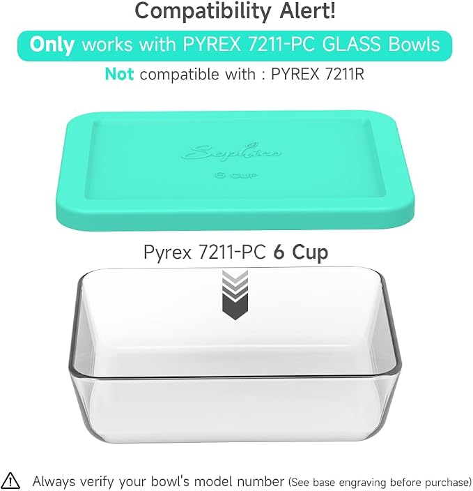 Sophico 6 Cup Rectangle Silicone Airtight Replacement Lid for Pyrex 7211-PC | Food Grade Silicone, Leakproof、Airtight Lids, Dishwasher Microwave Safe