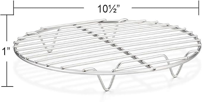 E-far 10½ Inch Round Cooling Cooking Racks, Stainless Steel Round Steaming Baking Rack Set of 2, Multi-Purpose for Canning Air Fryer Pressure Cooker, Dishwasher Safe