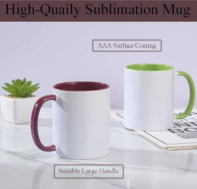 ABBSH Ceramic Sublimation Mugs, 11oz, 12Pack, Assorted Colors, Microwave Safe, Dishwasher Safe