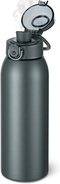 Insulated Water Bottle 24 oz with Dustproof Lid, Carry Handle & Tea Infuser, BPA-Free & Leakproof, Stainless Steel Water Bottles Ideal for Fitness, Hiking, Office & Outdoor Use (Cold Gray)