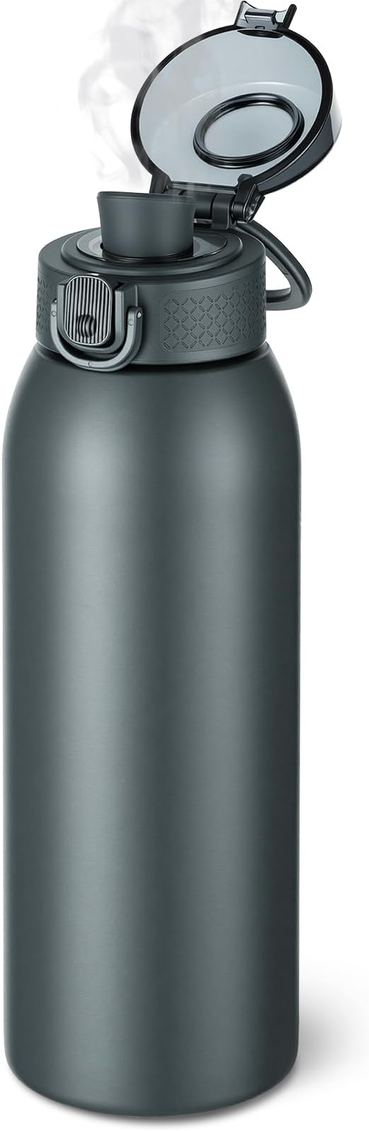 Insulated Water Bottle 24 oz with Dustproof Lid, Carry Handle & Tea Infuser, BPA-Free & Leakproof, Stainless Steel Water Bottles Ideal for Fitness, Hiking, Office & Outdoor Use (Cold Gray)
