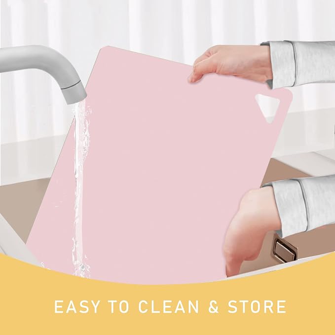 7 Pieces Plastic Flexible Cutting Boards for Kitchen, BPA- Free,15"x12" | Non Slip Cutting Mats with Food Icons, Easy-Grip Handles