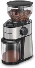 Hamilton Beach Electric Burr Coffee Grinder with Large 16 oz. Hopper | 18 Grind Settings For Espresso To French Press Coffee | Makes 2-14 Cups | Auto Shutoff | Easy Clean | Stainless Steel | 80385