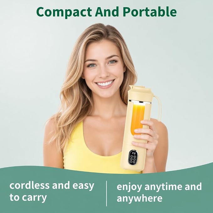 Portable Cordless Blender,Small Rechargeable Juicer | Mini Personal Blender for Smoothies and Shakes,With Automatic Cleaning Function,On The Go and Easy To Use