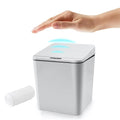 Automatic Small Countertop Trash Can with Lid, 1.5 Gal/6L Toucheless Mini Waste Bin for Office Desk/Bedside Table/Coffee Bar -Batteries, Grey