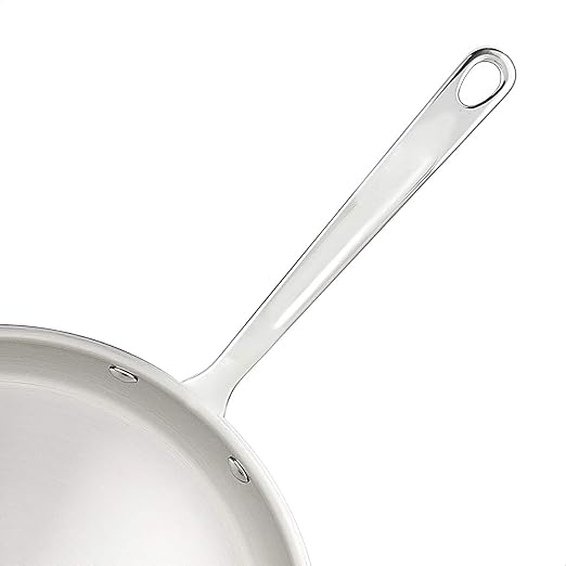 Amazon Basics Tri-Ply Stainless Steel Fry Pan, 12 inch, Silver, Evenly Distributes Heat, Sturdy Handle