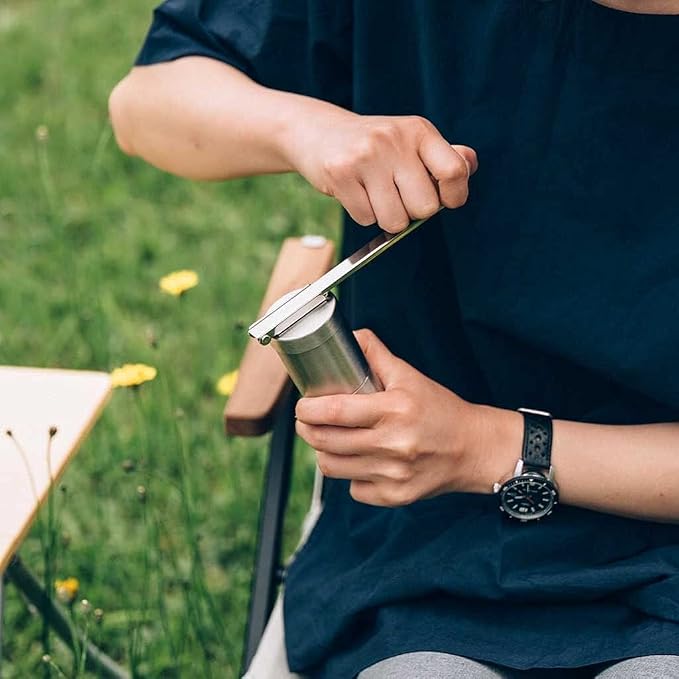 Snow Peak Portable Coffee and Tea Essentials, Stainless Steel, Grinder | Durable, Portable, Perfect for Camping, Backpacking, and Outdoors, Japanese Designed