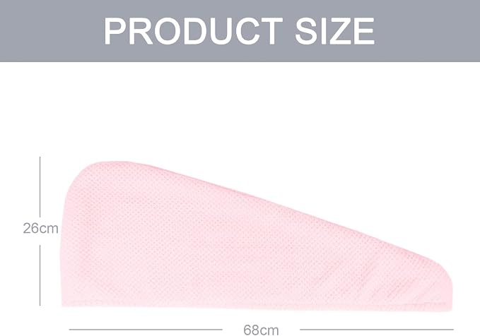 MaopaoBeauty Microfiber Hair Towel, 2 Packs Hair Turbans for Wet Hair, Drying Hair Wrap Towels for Curly Hair Women, Large Hair Towel for All Hair Style, Pink