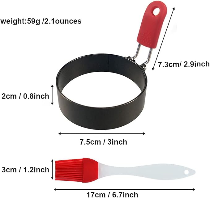 3-Inch Non-Stick Egg Rings for Frying Eggs, 4-Pack Stainless Steel Egg Ring & Pancake Mold Set, Professional Round Egg Cooker Rings for Griddle, Skillet, and Blackstone Grill