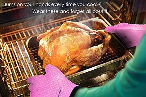 KITCHEN PERFECTION XL Silicone Smoker Oven Gloves-Extreme Heat Resistant BBQ Gloves-Handle Hot Food Right on Your Grill Fryer&Pit|Waterproof Grilling Cooking Baking Mitts|Superior Value Set+3 Bonuses | Waterproof, 5-Finger Design For A Better Grip, for...