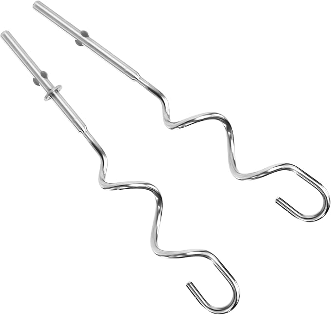 2 Pcs Hand Mixer Dough Hook Stainless Steel Attachments Compatible with kitchenAid Hand Mixer,Hand Mixer Replacement Attachments