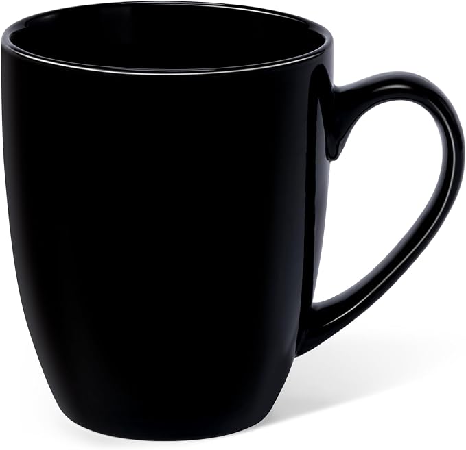 Urbanstrive 16 oz Large Coffee Mugs Set of 4 Ceramic Coffee Mug White Coffee Cups Tea Cups Idea Gift for Women Men House Warming Gifts New Home Office, Black 4 Pack