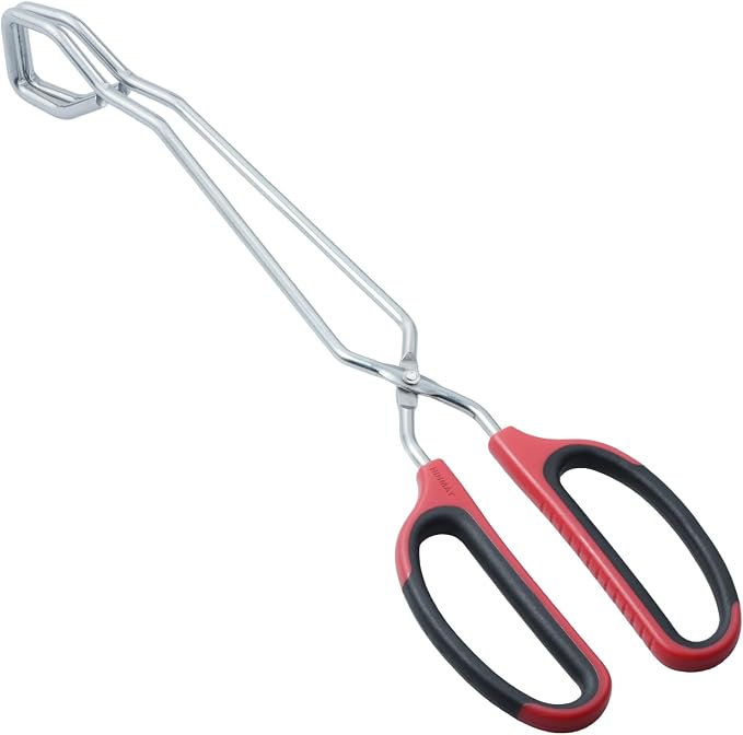HINMAY 13-Inch Stainless Steel Scissor Tongs with Comfort-Grip Handle