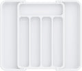 Aujen Silverware Drawer Organizer, Adjustable Utensil Cutlery Tray | Expandable Kitchen Organizer for Forks Knives, Multipurpose Kitchen Storage , Apartment Essentials, White, Medium