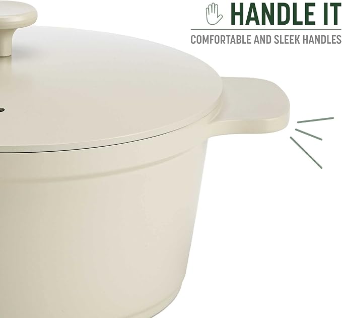 Goodful All-In-One Pot, Multilayer Nonstick, High Performance Cast Dutch Oven With Matching Lid, Roasting Rack And Turner, Made Without PFOA, Dishwasher Safe Cookware, 4.7-Quart, Linen