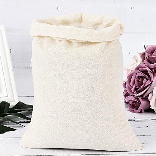 Pangda 20 Pcs Muslin Bags 8x10 Inches, Cloth Bags with Cotton Drawstring Fabric Gift Storage Pouches Bulk Sachet for Teas, Soaps, Candy, Jewelry, Wedding Party Favors DIY Craft and Home Decor