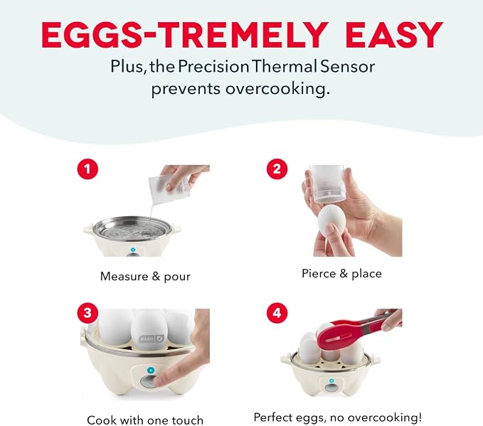 Dash Rapid Egg Cooker, 7 Hard Boiled Eggs, Aqua | Electric Egg Poacher, Boiler, Steamer & Omelette Maker Machine, Soft or Poached Eggs for Breakfast, Auto Shut-Off, BPA-Free