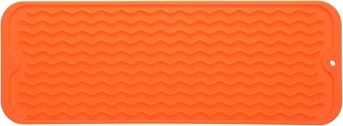 MicoYang Silicone Dish Drying Mat for Multiple Usage,Easy clean,Eco-friendly,Heat-resistant Silicone Mat for Kitchen Counter,Sink,Bar,Bottle,or Cup Orange M 17 inches x 6 inches