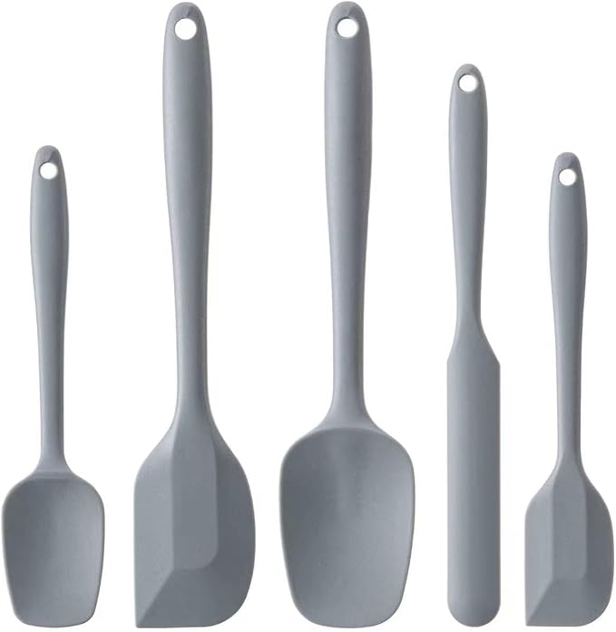 Silicone Spatula Set,5 Piece Food Grade Rubber Spatulas,Grey | Spatulas Silicone Heat Resistant for Baking,Cooking,and Mixing High Heat Resistant Non Stick Dishwasher Safe BPA-Free