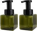 Foaming Soap Dispenser, 9oz Plastic Refillable Pump Bottle, 2 Pack, Green | Hand Dispenser for Liquid Soap, Shampoo & Body Wash – Saves Soap with Rich Foam, Reusable, Easy to Refill, BPA-Free