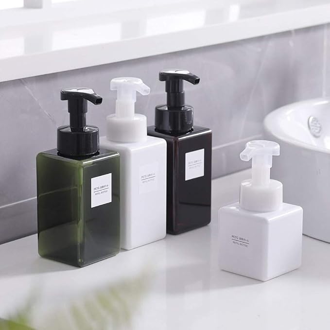 Foaming Soap Dispenser, 9oz Plastic Refillable Pump Bottle, 2 Pack, White | Hand Dispenser for Liquid Soap, Shampoo & Body Wash – Saves Soap with Rich Foam, Reusable, Easy to Refill, BPA-Free