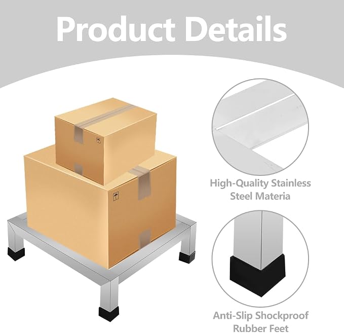 3Pack Stainless Steel Dunnage Rack, 11.8" L x 11.8" W x 3.9" H, No-Assembly | 1000LB Capacity, Kitchen Floor Racks for Commercial Food Service, Restaurant, Bakery, Shop & Garage Storage