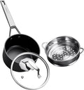 MsMk 2.5 QT Saucepan with Lid & Steamer, Nonstick Induction Cooking Pot | Non Toxic, Even Heating, Easy Clean, Dishwasher & Oven Safe, suitable for gas & electric & induction stoves, PFOA & PFAS Free